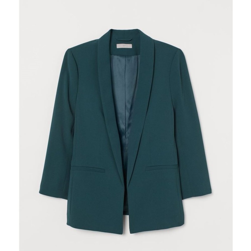H&M Dark Teal Shawl Collar Open Blazer